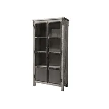 Massivmoebel24 Vitrine Mango 90 x 40 x 180 cm Grau