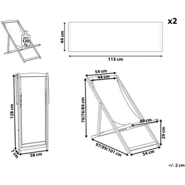 Beliani Anzio Liegestuhl 101 x 54 x 70 cm Beige