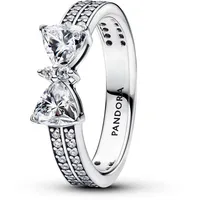 Pandora Timeless Funkelnde Schleife Doppelreihiger Ring aus Sterling Silber mit Zirkonia, Größe: 56,