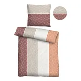 biberna Biber-Bettwäsche ORIENTA, Burgund - Orange - Grau - 155 x 220 cm - Baumwolle - Polyester - mit Reißverschluss