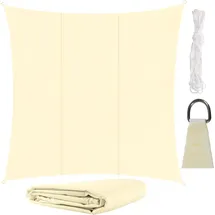 gardlov Sonnensegel Quadratisch 3,6x3,6 m für zuverlässigen Sonnenschutz Wasserdicht inkl. Befestigung Garten Strand Camping 23165, Farbe:Beige