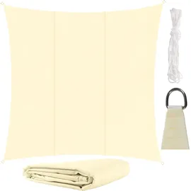 gardlov Sonnensegel Quadratisch 3,6x3,6 m für zuverlässigen Sonnenschutz Wasserdicht inkl. Befestigung Garten Strand Camping 23165, Farbe:Beige