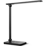 Lepro Schreibtischlampe, LED Tischlampe Dimmbar, Nachttischlampe 750LM 3 Farben und 5 Helligkeitsstufen, Tageslichtlampe, Tischleuchte, Schreibtisch Lampe für Kinder, Büro, Kunststoff, Schwarz