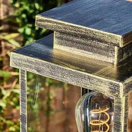 hofstein Poggio Außenwegeleuchte aus Metall/Glas in Braun/Goldfarben/Klar - Braun/Gold