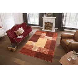 Teppich MY HOME "Melvin" Gr. 7, rot, B:240cm H:8mm L:320cm, Kunstfaser, Teppiche, schön weich, Kurzflor Teppich Karo-Muster