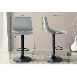 CLP Barhocker Divo Samt grau/schwarz