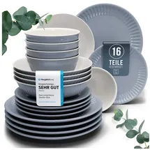 PURE LIVING INTERIOR DESIGN Hygge Geschirrset 16-tlg. Graublau