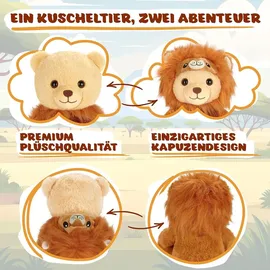 brubies Teddy Löwe - 25 cm Teddybär im Löwenkostüm mit Kapuze - Plüschtier für kuschelige Abenteuer - Kuscheltier Geschenk für Kinder - Braun