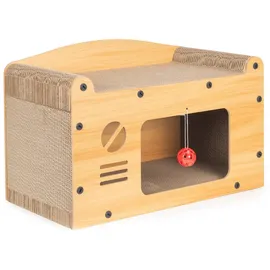 Coil Kratztonne, Katzenhöhle, Katzenkratzbaum, Katzenbett, Katzenliege, Umweltfreundliches Bett, Kratzpappe, MDF, Höhe: 29 cm