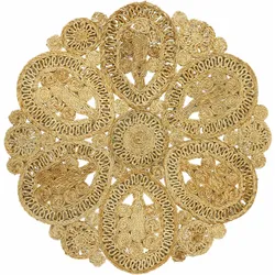 Sisalteppich CARPETFINE "Juteteppich Liam", beige (natur), H:13mm Ø:150cm, Jute, Teppiche, natürliches Pflanzenmaterial von Hand gewebt, Boho Style