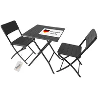 Lemodo Klappbares Balkonmöbel Set 3-teilig, 2x Balkonstühle + 1x Balkontisch, Holzoptik