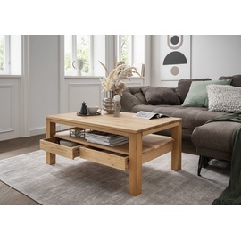 Concept GmbH Concept Bora Couchtisch 2 Schubladen Eiche Massivholz 110x49x70 cm