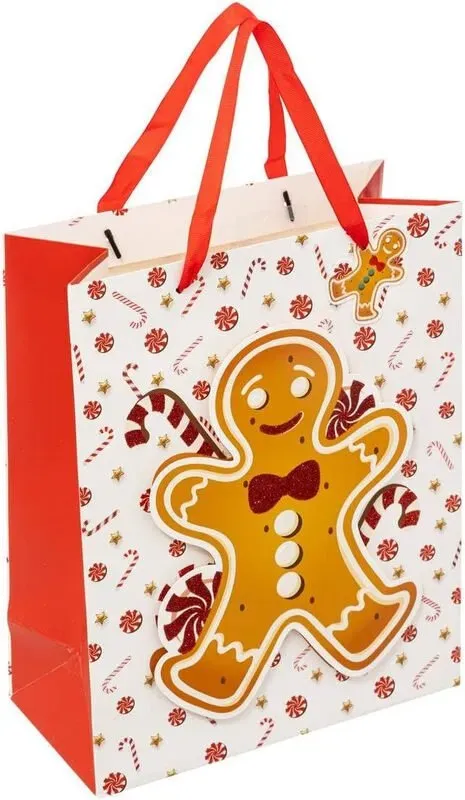 Mittlere Geschenktasche mit Lebkuchenmotiv