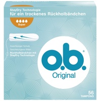 O.b. Original Super Tampon, mit geschwungenen Rillen, für zuverlässigen Schutz ideal für starke Tage, 1er Pack (1 x 56 Stück)