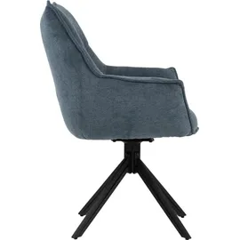 Mr. Deko Esszimmerstuhl 4er Set Ginosa blau mit Armlehnen | drehbarem Sitz – gepolstert | Blau