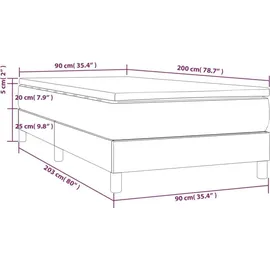 vidaXL Boxspringbett 90 x 200 cm Hellgrau
