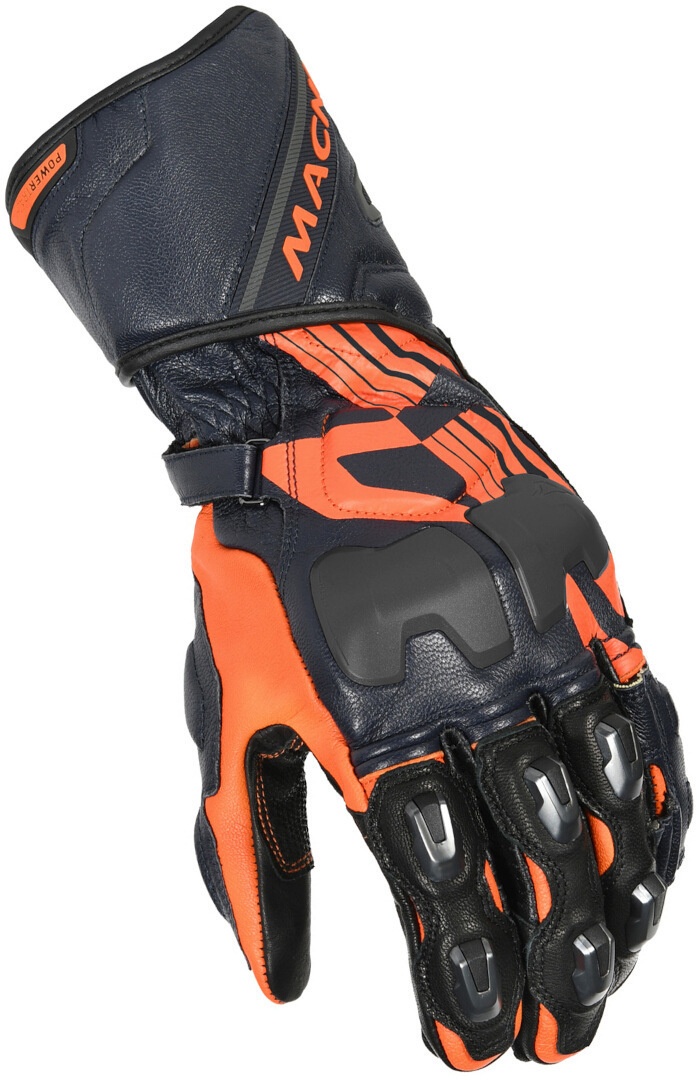 Macna Powertrack Motorfiets handschoenen, blauw-oranje, 3XL