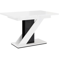 Mirjan24 Esstisch Meva, Design Tisch, Esszimmer, Stilvoll Ausziehbar Esszimmertisch (Farbe: Weiß Hochglanz / Schwarz Hochglanz)