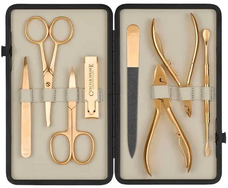 Czech & Speake Leather-Bound Manicure Set - Gold/Cream Nägel kürzen  