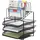 Q-Connect Ablagekorb mit Metallumschlag, 3 Fächer, 300 x 350 x 420 mm, Schwarz