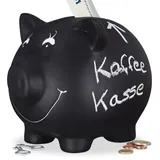 Relaxdays 3 x Sparschwein zum Beschriften schwarz