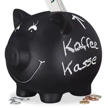 Relaxdays 3 x Sparschwein zum Beschriften schwarz