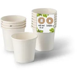 BIOZOYG Schnapsbecher aus Papier 3920 Stück 40 ml weiß - Pappbecher Beschichtet Party Zubehör Einwegbecher Messen, Events, Verkostung