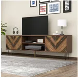 stilvora TV-Lowboard 155x48x38 cm Beige Metall/Spanplatte