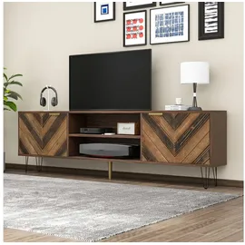 stilvora TV-Lowboard 155x48x38 cm Beige Metall/Spanplatte