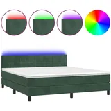 vidaXL Boxspringbett mit Matratze & LED Dunkelgrün 180x200 cm Samt