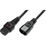MicroConnect IEC LOCK C13 auf C14 1.00mm2, 1.5M, Schwarz