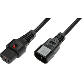 MicroConnect IEC LOCK C13 auf C14 1.00mm2, 1.5M, Schwarz