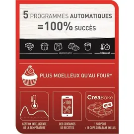 Tefal KD812110 Cake Factory Délices Silver Cake Gerät, 5 automatische Programme + manueller Modus, Zubehör, dedizierte Anwend