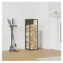 vidaXL Kaminholzregal Kaltgewalzter Stahl 25 x 25 x 80 cm Olivgrün