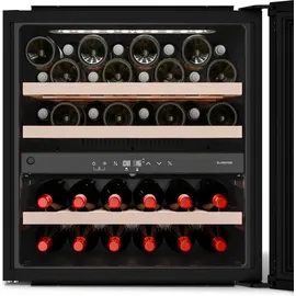 Klarstein Velaire Weinkühlschrank 2 Zonen - 36 Flaschen, Einbau, 5-22°C, Touch, LED, UV-Schutz, Holzregale, 41 dB, Weinklimaschrank 2 Zonen
