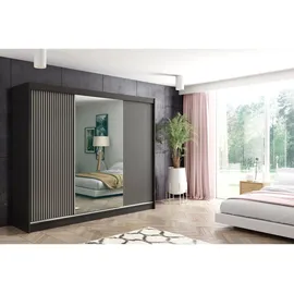 altdecor Kleiderschrank, Schwarz, Holzwerkstoff, 250x215x61 cm, Schlafzimmer, Kleiderschränke