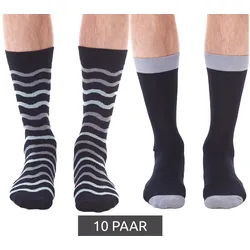 10 Paar HEALTHY SEAS Baumwoll-Strümpfe nachhaltige lange Socken aus rezyklierten Fischernetzen und Bio Baumwolle Uni und mit Muster Dunkelblau - 41-45