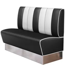 Dinerbank | Schwarz | B:H 140 x 103 cm | Gestreift | Leder | American Diner Sitzbank, American Dinerbank, American Diner Möbel