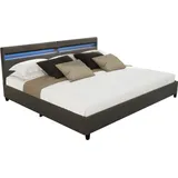 Home Deluxe LED Bett NUBE mit Schubladen 200x200cm - versch. Ausführungen - ohne Matratze - Dunkelgrau,