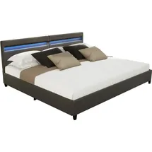 Home Deluxe LED Bett NUBE mit Schubladen 200x200cm - versch. Ausführungen - ohne Matratze - Dunkelgrau,