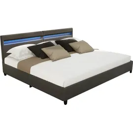 Home Deluxe LED Bett NUBE mit Schubladen 200x200cm - versch. Ausführungen - ohne Matratze - Dunkelgrau,