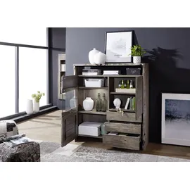 MASSIVMOEBEL24.DE Highboard 131 x 147 x 45 cm Grau
