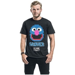 Sesamstrasse Print-Shirt Sesamstraße Grover 8 Bit Männer Grobi T-Shirt schwarz Fan-Merch, TV-Serien S M L XL XXL S