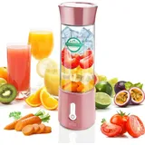 OKWISH 500ml Tragbarer Mixer für Smoothies und Shakes,Mixer Smoothie Maker To Go,Mini Standmixer Tragbar mit 6-Klingen Edelstahl,Wiederaufladbarem... - Rosa