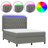 vidaXL Boxspringbett mit Matratze & LED Dunkelgrau 140x200 cm Stoff