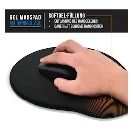 CSL Mauspad, Ergonomisches Schaumstoff Office Mousepad, Entlastung des Handgelenks, schwarz
