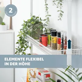 bremermann Teleskop-Regal 2 Körbe, 2 Ablagen, Waschmaschinenregal bis max. ca. 290 cm Küchen, Küchenmöbel, Küchenregale
