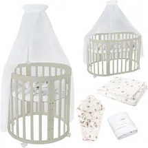 Waldin Babybett OWAL Kinderbett 7in1 mit Matratze, mitwachsendes Kinder-Bett