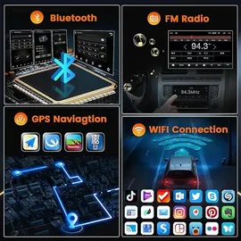akhan 2+64GB 10 Zoll Autoradio Android 13 mit Navi Android Autoradio Bluetooth mit Mirror Link für iOS/Android Radio Auto Radio Touch Display 1 Din