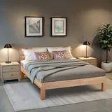 Coemo Bett Leah 160x200 cm mit Kopfteil, Farbe: Buche